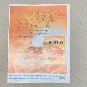 Cheerios Vintage Ad Print — Orange and Yellow Cereal Art